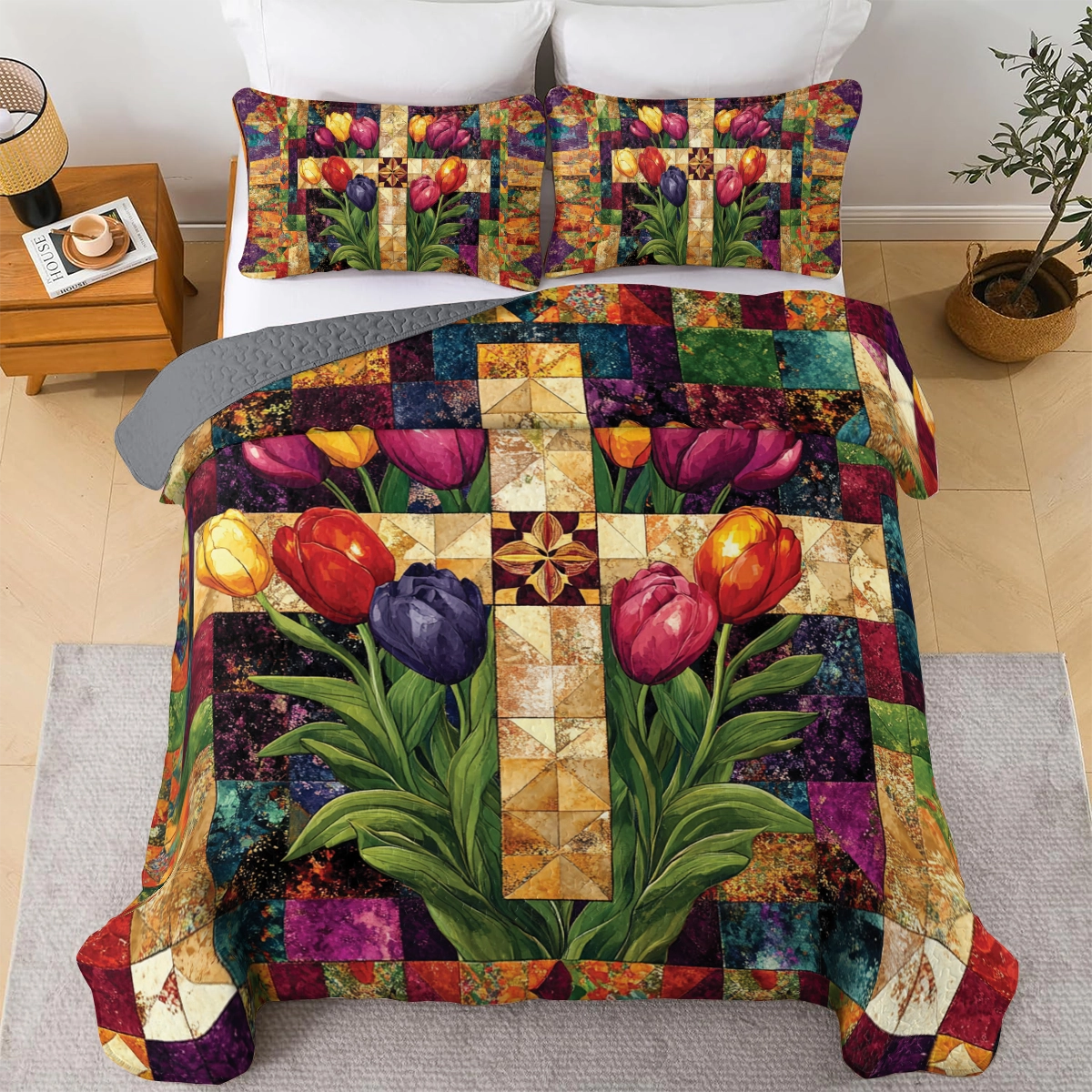Shineful All Season Quilt 3-Piece Set Faithful Blooms