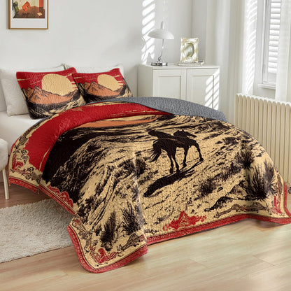 Shineful All Season Quilt 3-Piece Set Western Sunset Cowboy
