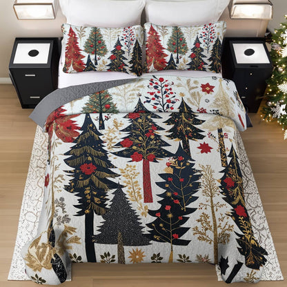 Shineful All Season Quilt 3-Piece Set Classical Christmas Tree