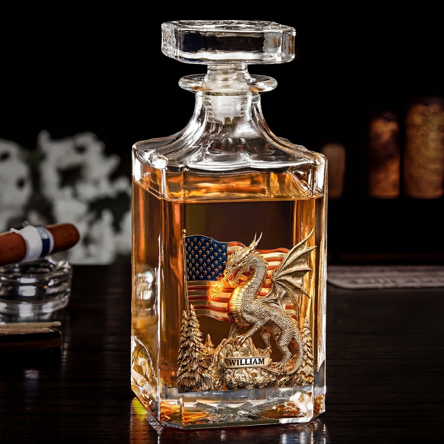 Shineful Whiskey Set American Dragon Flag Personalized
