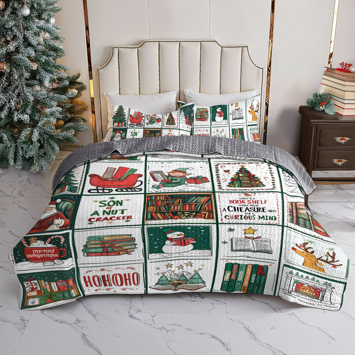Shineful All Season Quilt 3-Piece Set Magical Elf Reading