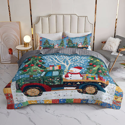 Shineful All Season Quilt 3-Piece Set Vintage Truck Holiday
