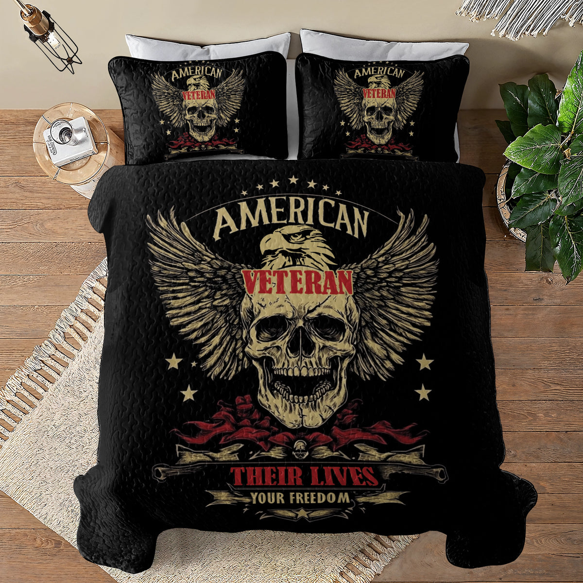Shineful All Season Quilt 3-Piece Set American Veteran Sacrifices
