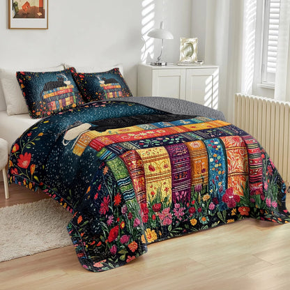 Shineful All Season Quilt 3-Piece Set - Reading Cat Nap