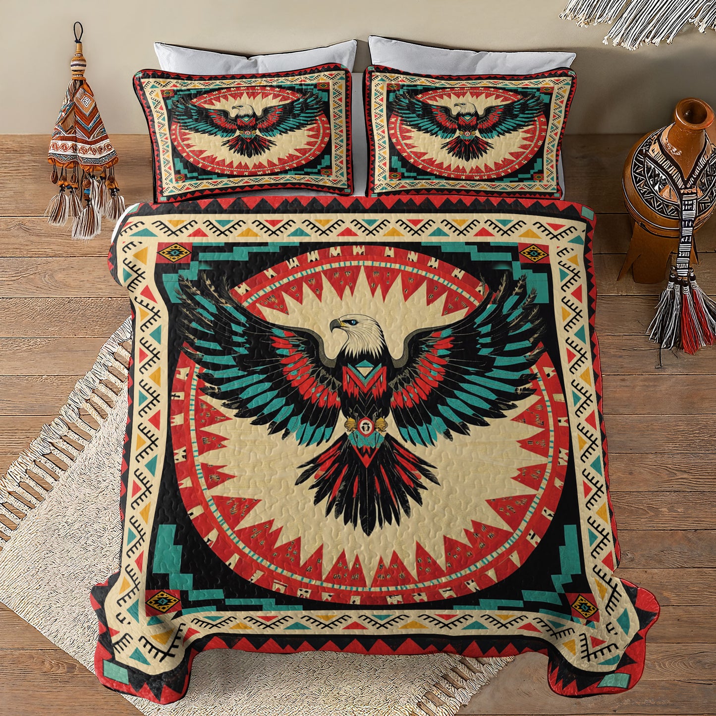 Shineful All Season Quilt 3-Piece Set Eagle Spirit