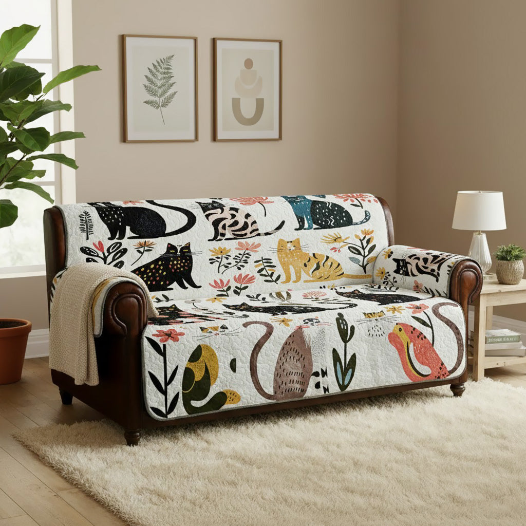 Shineful Sofa Cover Set Botanical Cat Bliss