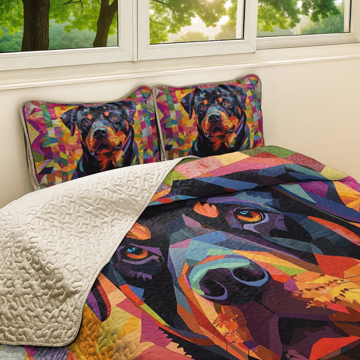 Shineful All Season Quilt 3-Piece Set - Vibrant Rottie