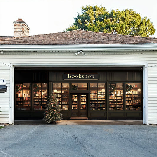 Shineful Garage Door Banner Decoration Personalized Christmas Bookshop