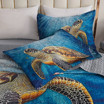 Shineful All Season Quilt 3-Piece Set Serenity Reef Sea Turtle
