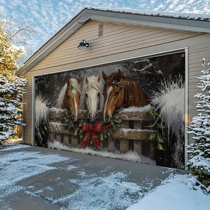 Shineful Garage Door Banner Decoration Festive Equestrian Harmony