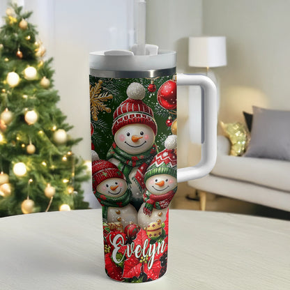 Shineful Glossy Tumbler Personalized Christmas Cozy Snowman