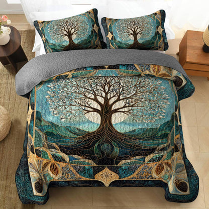 Shineful All Season Quilt 3-Piece Set Tree of Life Mandala