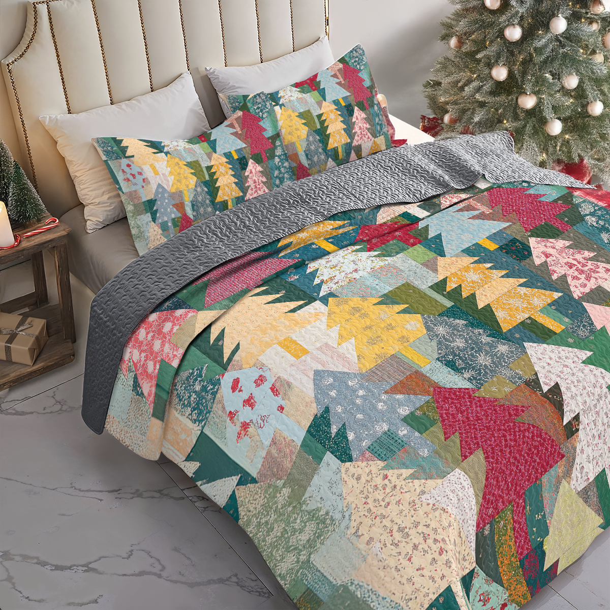 Shineful All Season Quilt 3-Piece Set Rustic Christmas Forest