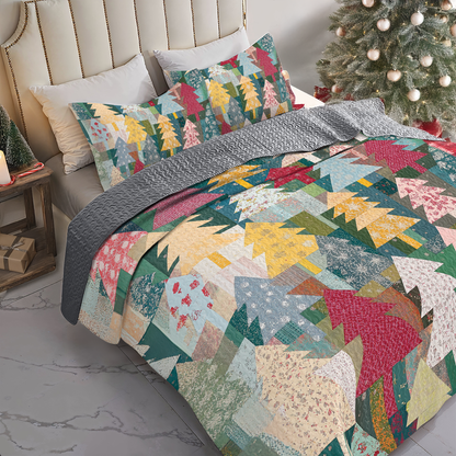 Shineful All Season Quilt 3-Piece Set Rustic Christmas Forest