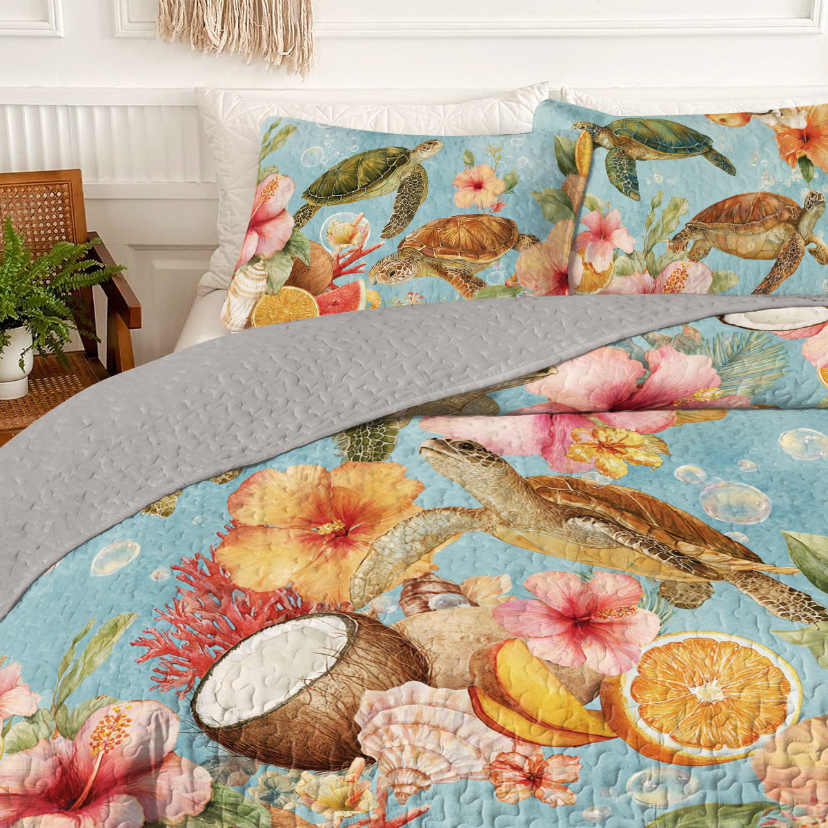 Shineful All Season Quilt 3-Piece Set Coastal Bloom