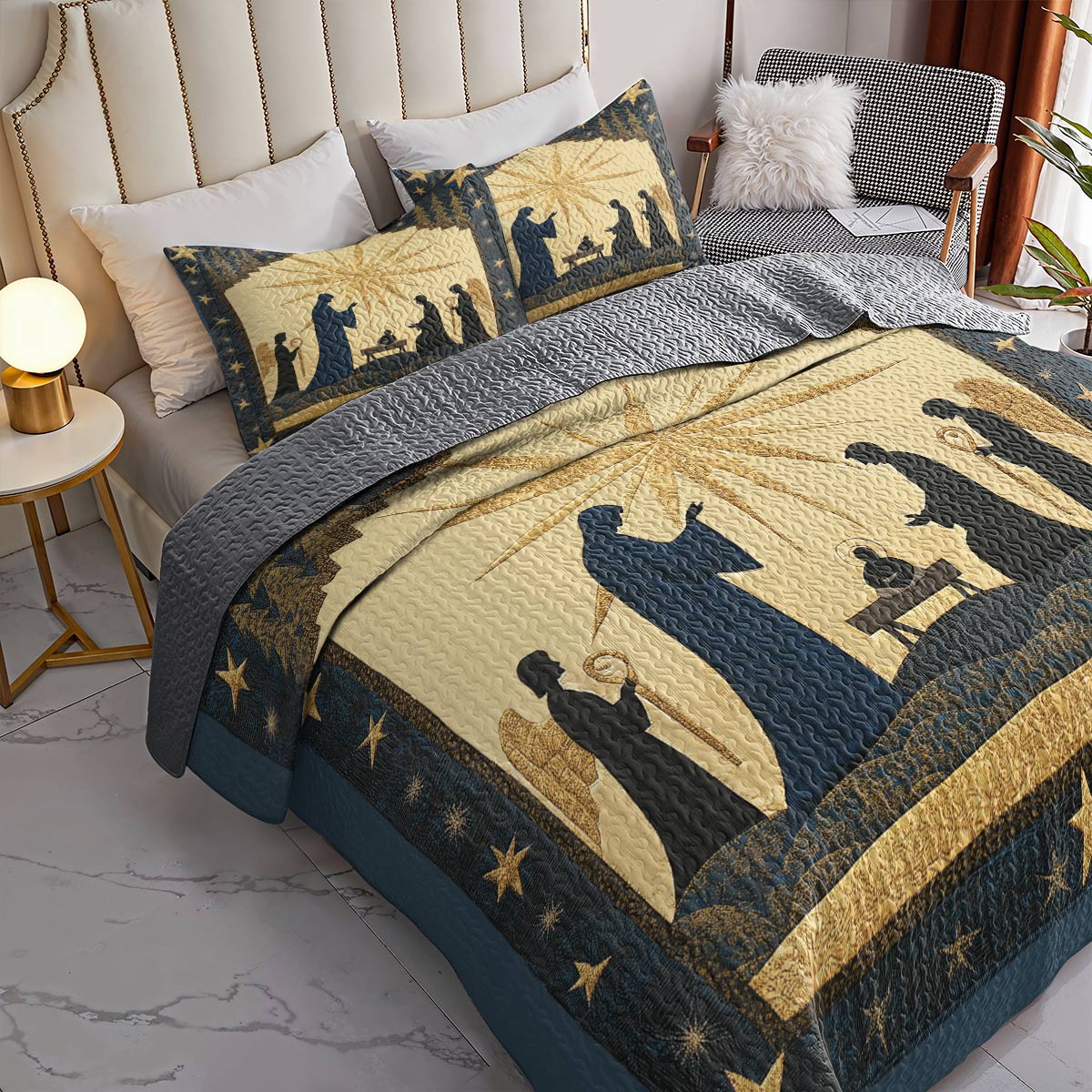 Shineful All Season Quilt 3-Piece Set - Holy Night Nativity