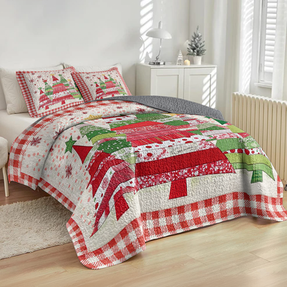 Shineful All Season Quilt 3-Piece Set Polka Dot Christmas Tree