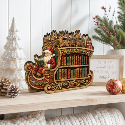 Shineful Santa Sleigh Bookshelf Custom Shape Wooden Block