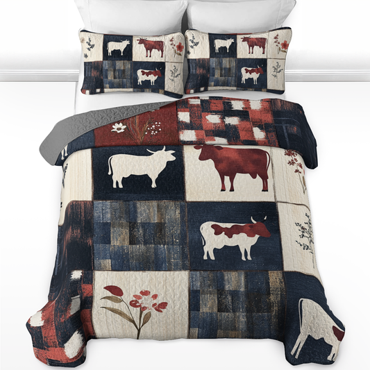 Shineful All Season Quilt 3-Piece Set - Cow Pattern