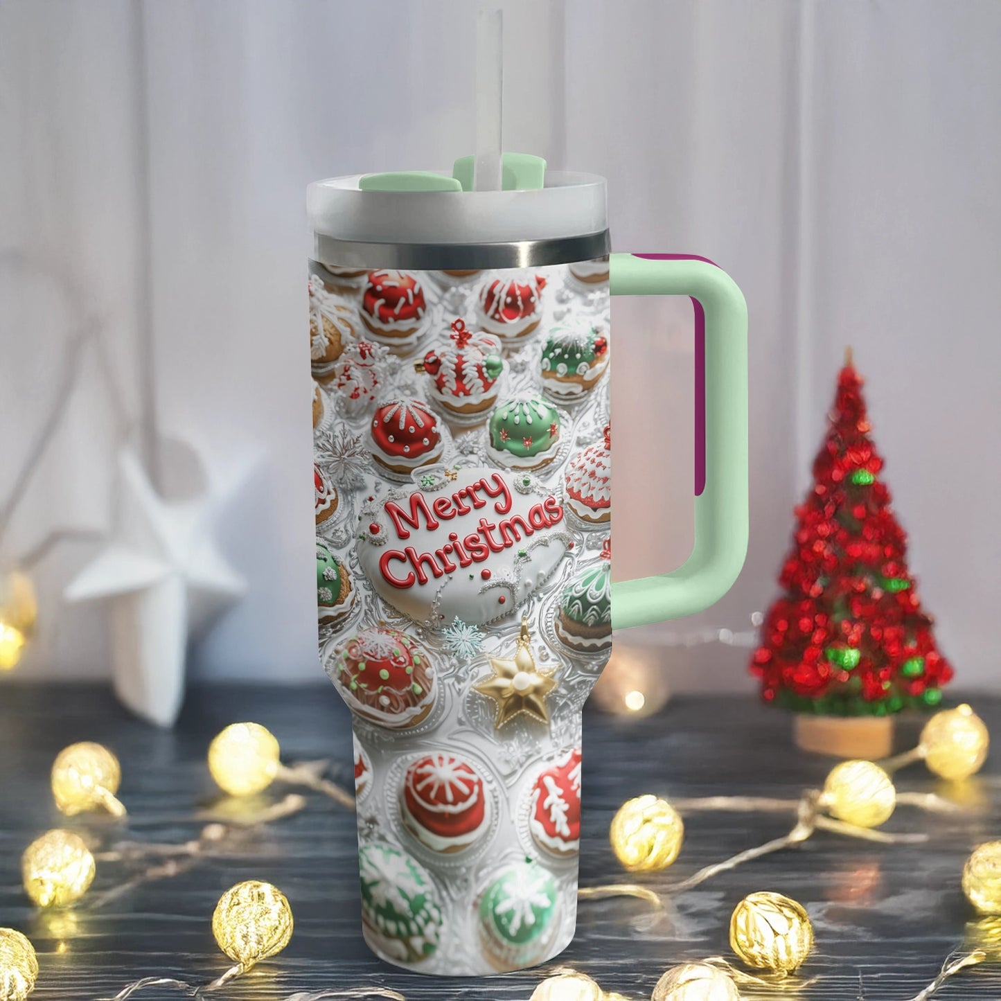 Shineful Glossy Tumbler Cute Cake Christmas