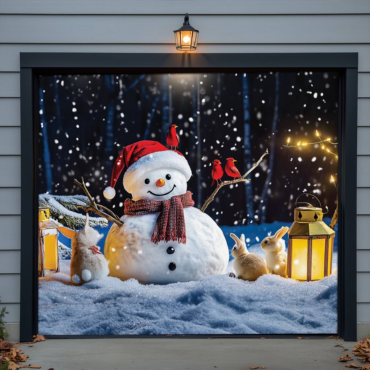 Shineful Garage Door Banner Decoration Winter Night