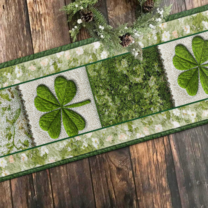 Shineful 2D Flat Print Quilted Table Runner Shamrock Blessing