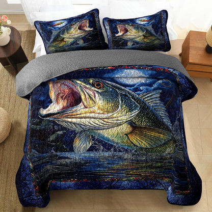 Shineful All Season Quilt 3-Piece Set Stateliness Largemouth Bass