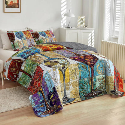 Shineful All Season Quilt 3-Piece Set Gorgeous Classic Wine Glass