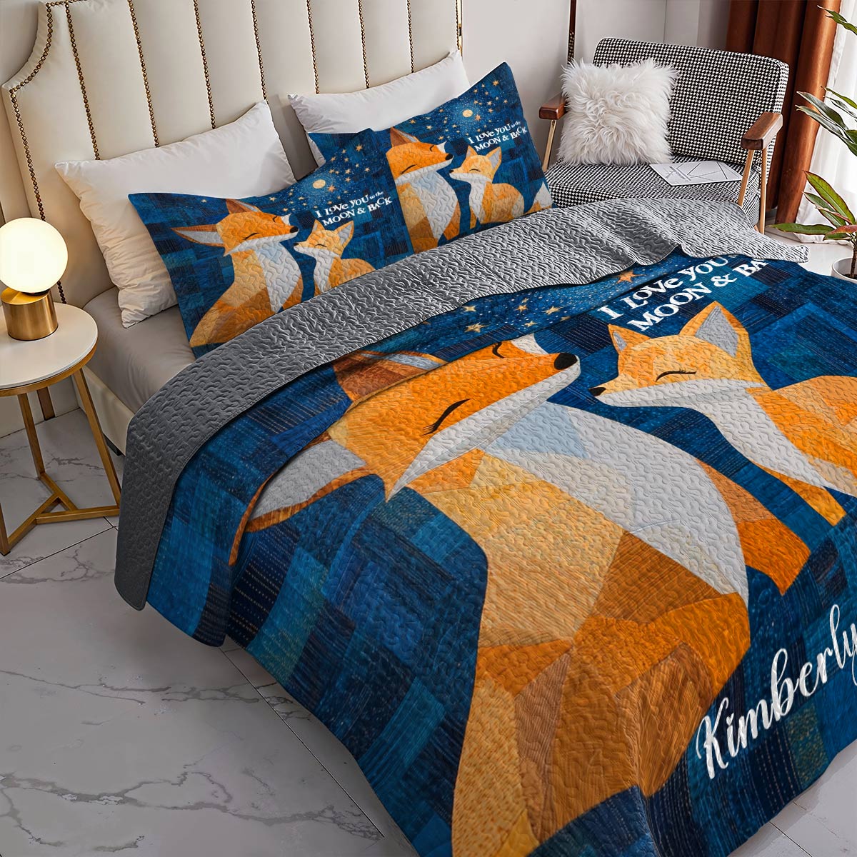 Shineful All Season Quilt 3-Piece Set Personalized I Love You To The Moon And Back