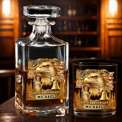 Shineful Whiskey Set 250th Anniversary Bald Eagle Personalized