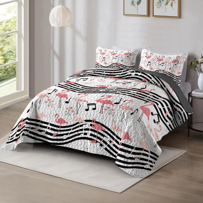 Shineful All Season Quilt 3-Piece Set Flamingo Melody