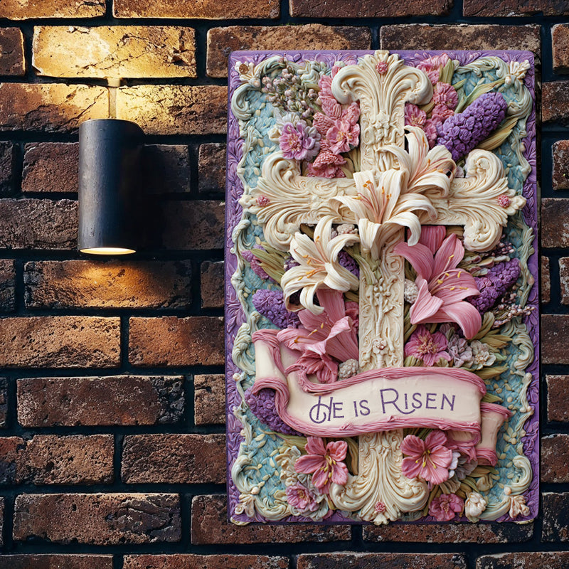 Shineful 2D Metal Sign Vintage Baroque Lily Cross