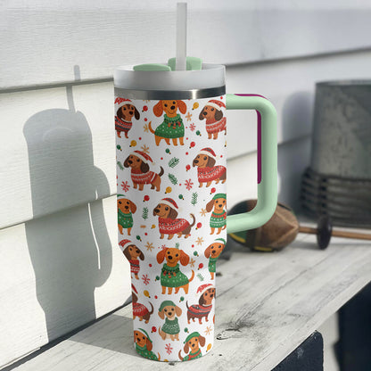 Shineful Tumbler Christmas Dachshund Pattern