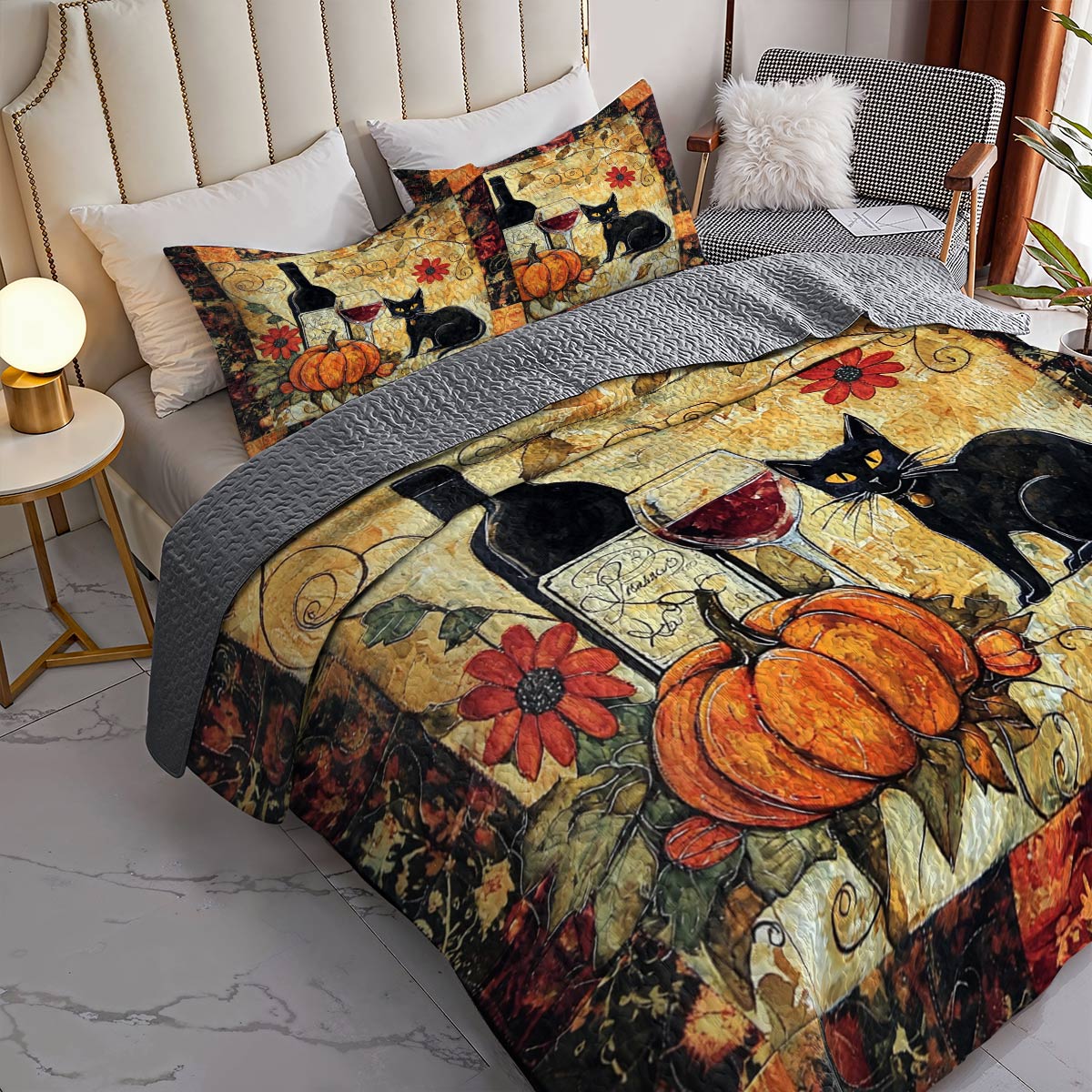 Shineful All Season Quilt 3-Piece Set Gentle Wine In Fall