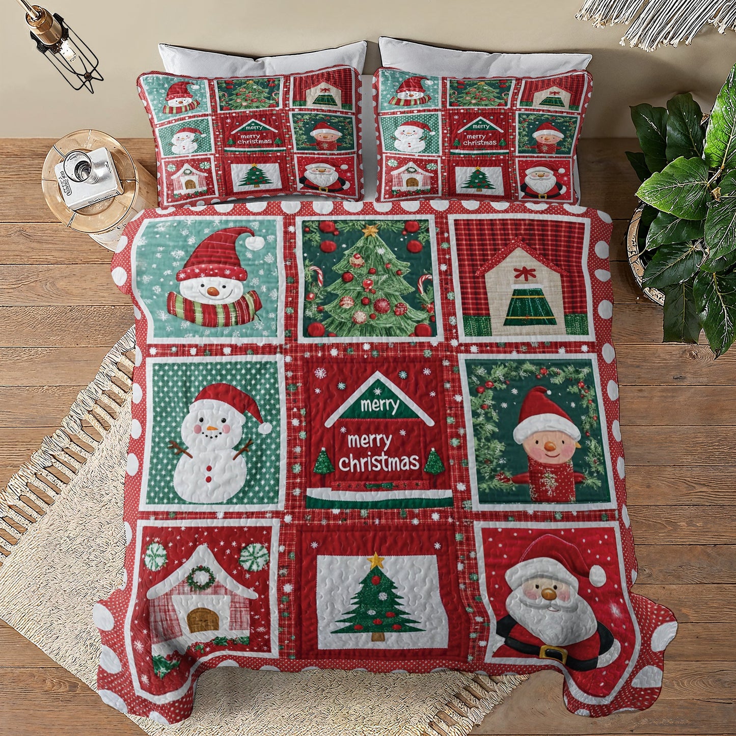 Shineful Flat Print All Season Quilt 3-Piece Set Merry Christmas