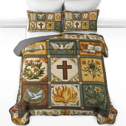 Shineful All Season Quilt 3-Piece Set God Bible Blessings Quilt