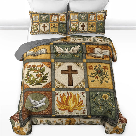 Shineful All Season Quilt 3-Piece Set God Bible Blessings Quilt