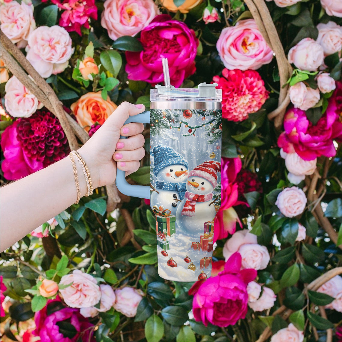 Shineful Tumbler Frosty Snowman Couple