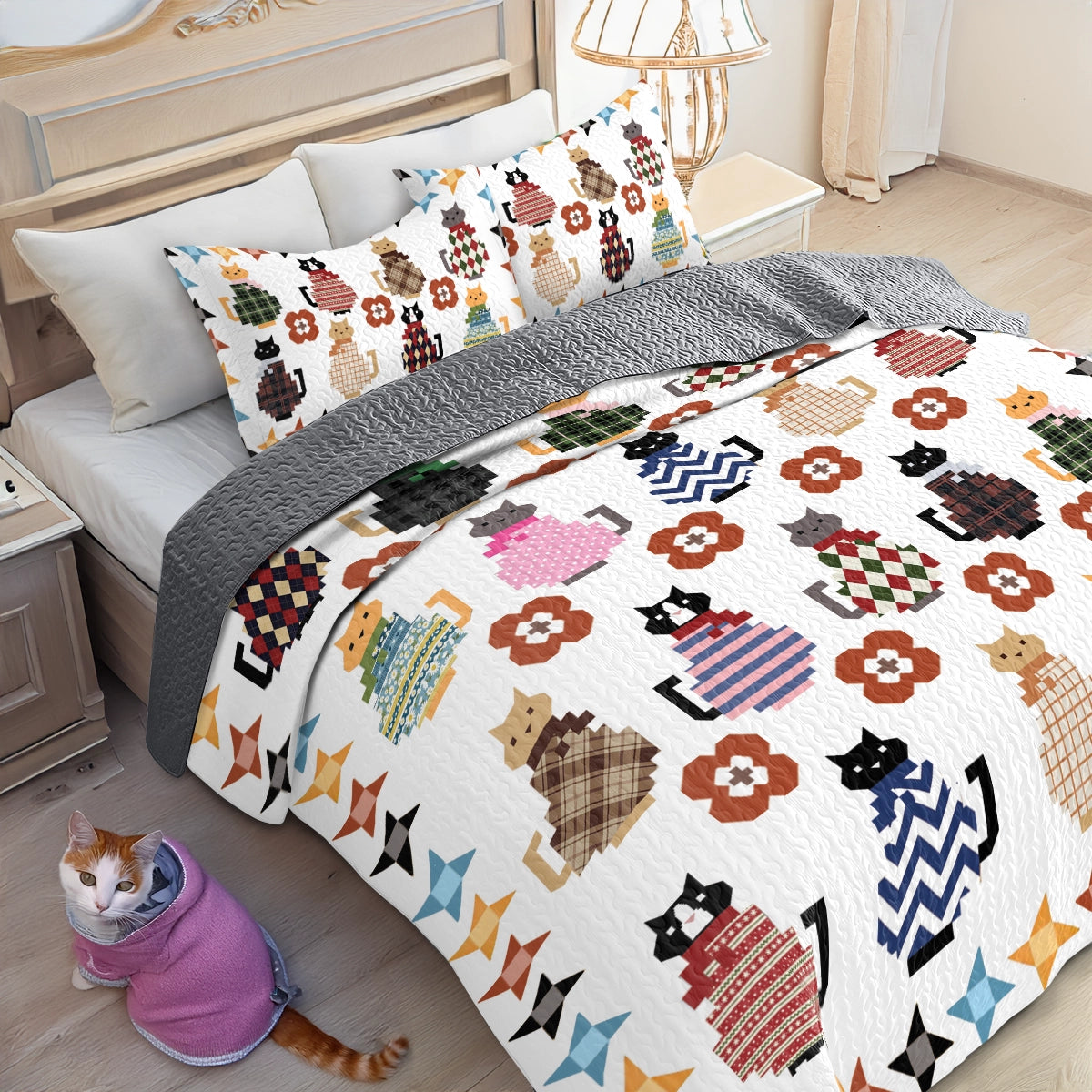 Shineful All Season Quilt 3-Piece Set Sweater Kitties