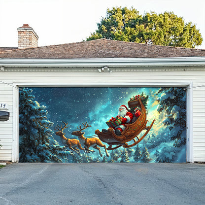 Shineful Garage Door Banner Decoration Magic Santa's Sleigh