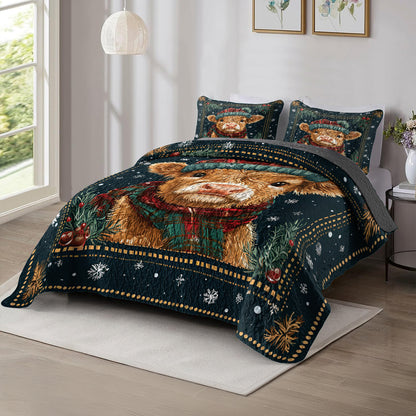 Shineful All Season Quilt 3-Piece Set Christmas Baby Cow