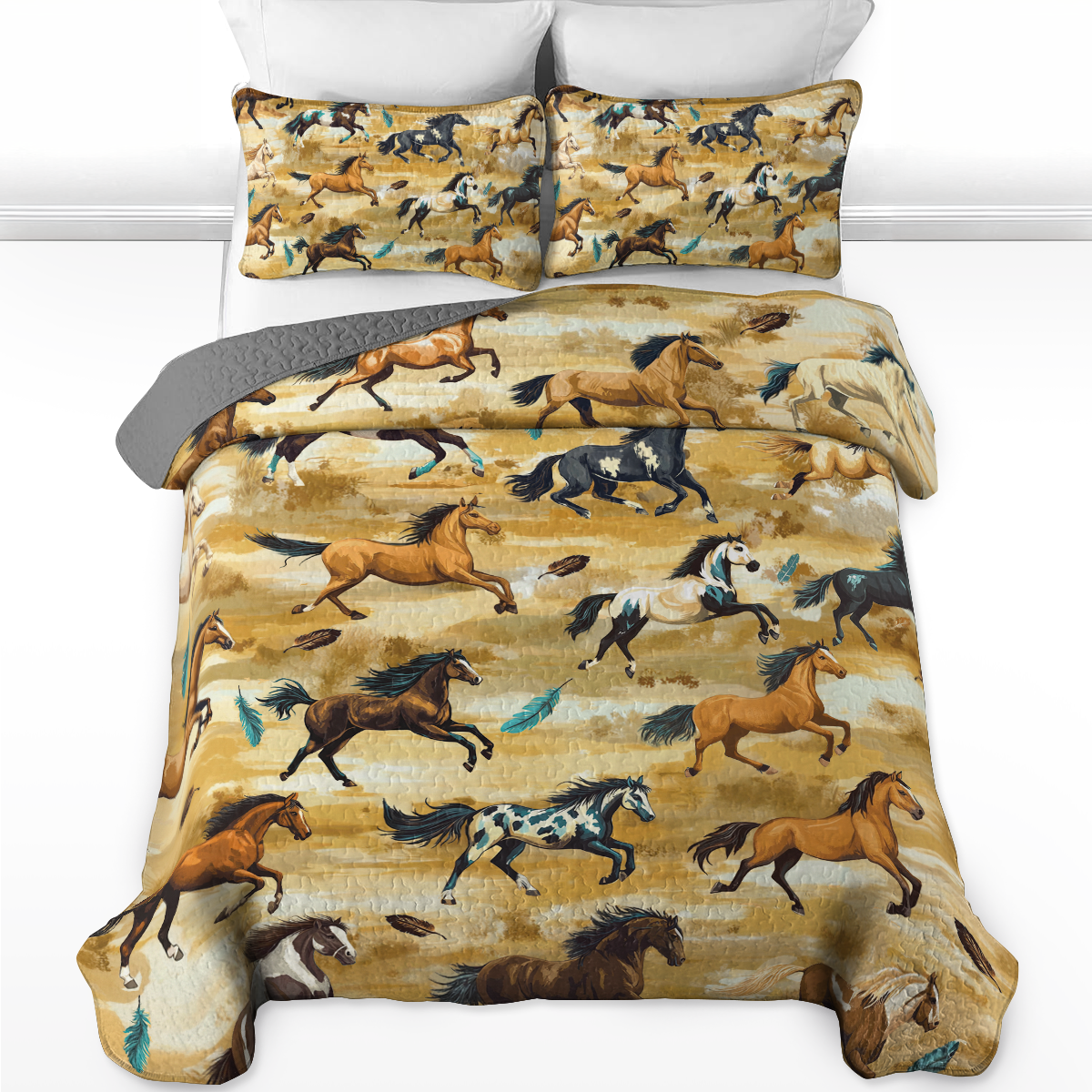 Shineful All Season Quilt 3-Piece Set Wild Horse Dreams