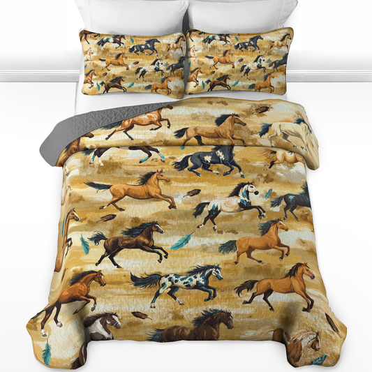 Shineful All Season Quilt 3-Piece Set Wild Horse Dreams