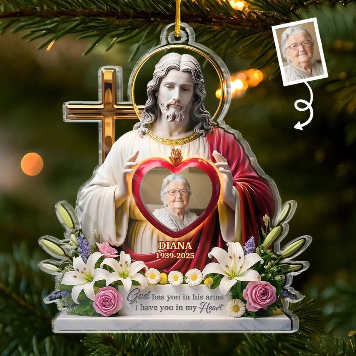 Shineful 2D Acrylic Ornament Personalized Safe In God's Arms