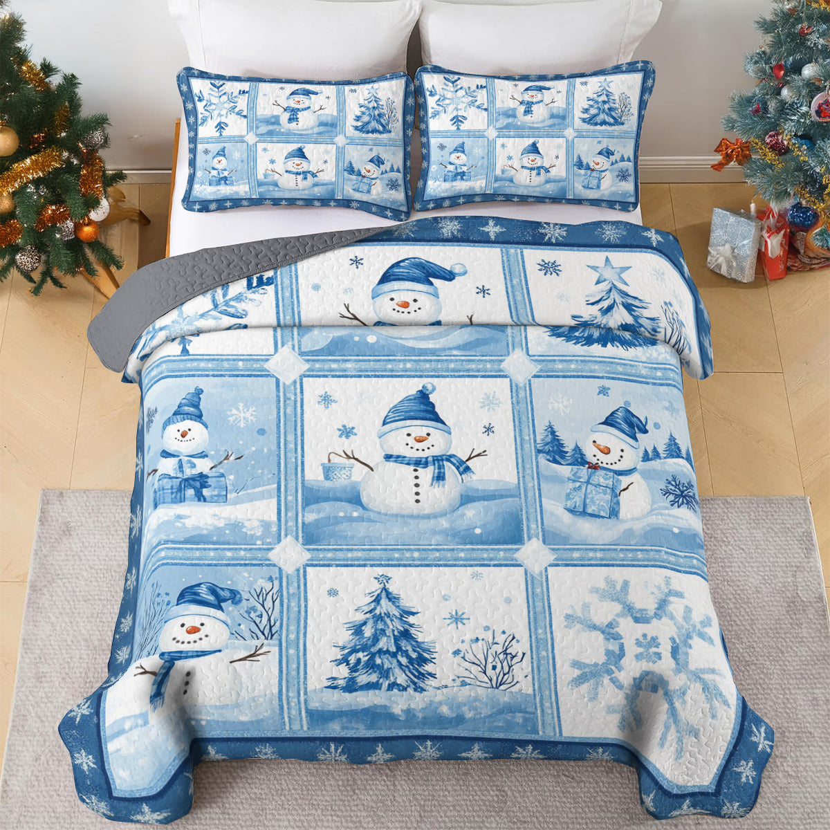 Shineful All Season Quilt 3-Piece Set Snowy Friends Comfort