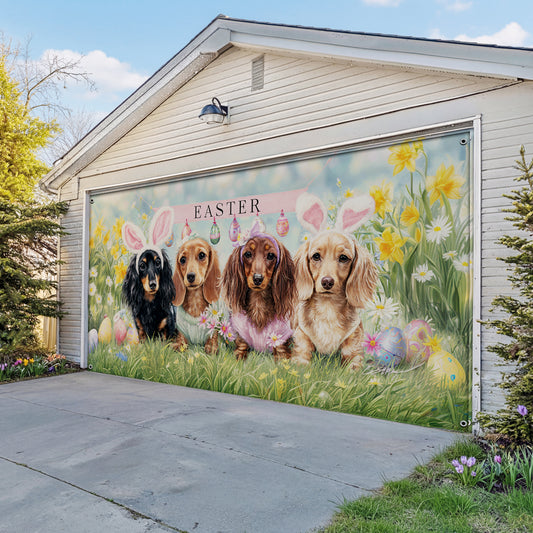 Shineful Garage Door Banner Decoration Bunny Ears Dachshund