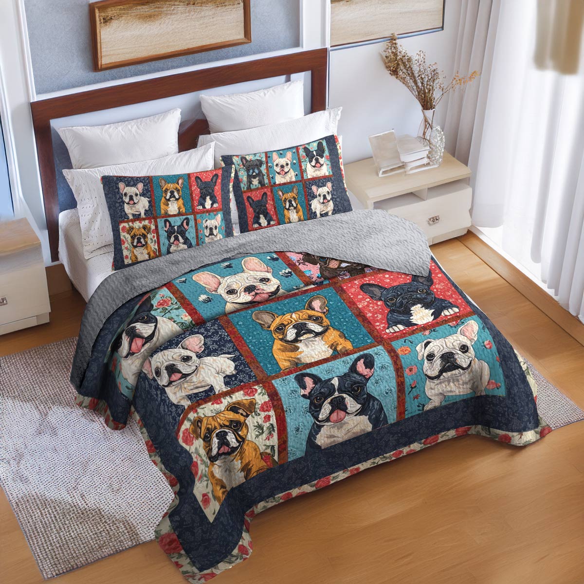 Shineful All Season Quilt 3-Piece Set Vintage Bulldogs