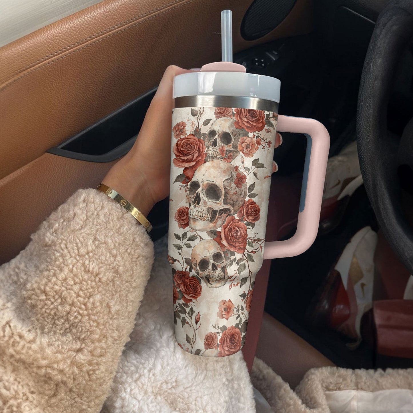 Shineful Tumbler - Elegant Skull & Rose