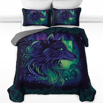 Shineful All Season Quilt 3-Piece Set - Wolf Totem And The Northern Lights
