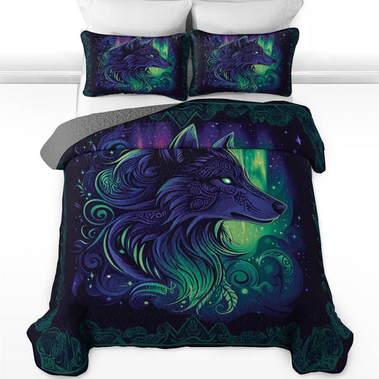 Shineful All Season Quilt 3-Piece Set - Wolf Totem And The Northern Lights